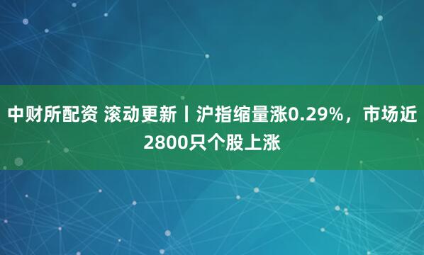 中财所配资 滚动更新丨沪指缩量涨0.29%，市场近2800只个股上涨
