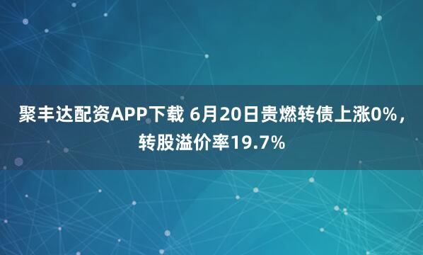 聚丰达配资APP下载 6月20日贵燃转债上涨0%，转股溢价率19.7%